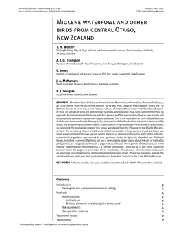 Miocene Waterfowl and Other Birds from Central Otago, New Zealand