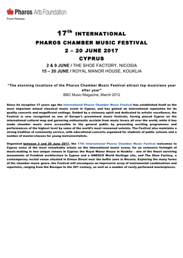 17Th INTERNATIONAL PHAROS CHAMBER MUSIC FESTIVAL