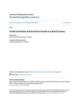 Credit Constraints and Economic Growth in a Dual Economy