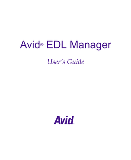 Avid EDL Manager User's Guide