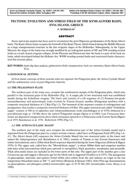 Tectonic Evolution and Stress Field of the Kymi-Aliveri Basin, Evia Island, Greece S