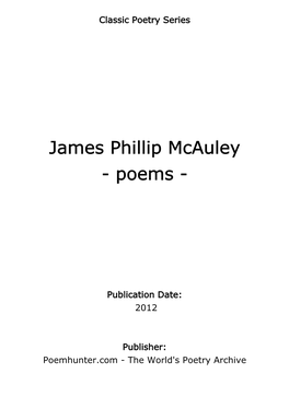 James Phillip Mcauley - Poems