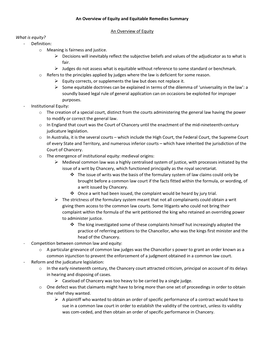 An Overview of Equity and Equitable Remedies Summary