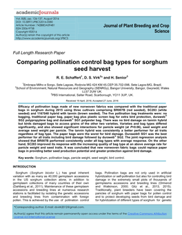 Comparing Pollination Control Bag Types for Sorghum Seed Harvest