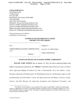 Case 21-10269-ABA Doc 135 Filed 01/29/21 Entered 01/29/21 09:11:16 Desc Main Document Page 1 of 163