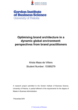 Optimising Brand Architecture in a Dynamic Global Environment