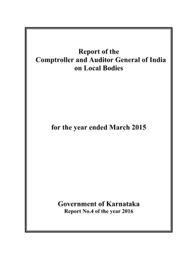 Report of the Comptroller and Auditor General of India on Local Bodies For