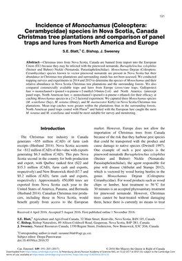 Incidence of Monochamus (Coleoptera: Cerambycidae) Species In