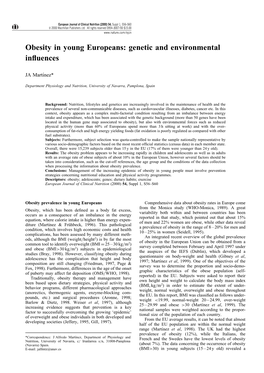 Obesity in Young Europeans: Genetic and Environmental In¯Uences