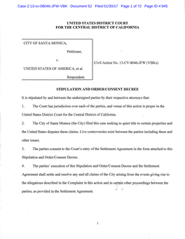 Stipulation and Order/Consent Decree Between the Federal Aviation