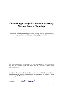 Evolution in Guernsey Norman French Phonology