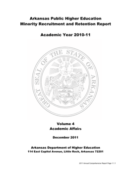 Arkansas Public Higher Education Minority Recruitment and Retention Report