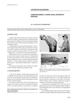 416 LETTER to the EDITOR Camptocormia: a Rare Axial Myopathy Disease