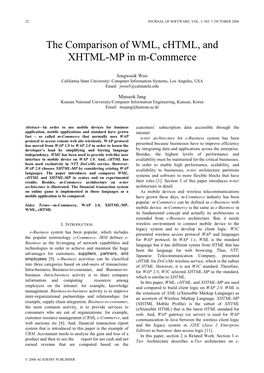 The Comparison of WML, Chtml, and XHTML-MP in M-Commerce