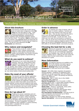 Mid King Native Plant Lists