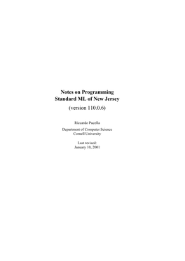 Notes on Programming Standard ML of New Jersey (Version 110.0.6)