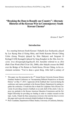 Alternate Histories of the Korean War in Contemporary South Korean Cinema*