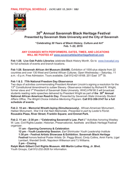 2019 Black Heritage Festival Schedule.Pdf