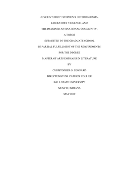 Joyce's Position As a Subaltern Writer Concerned with Representing the Divisive and Devastating Effects of Colonial Oppression in Ireland” (243)