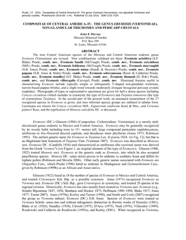 Compositae of Central America–IV. the Genus Eremosis (Vernonieae), Non-Glandular Trichomes and Pericarp Crystals