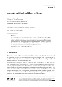 Aromatic and Medicinal Plants in Mexico Aromatic and Medicinal Plants in Mexico