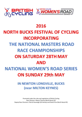 2016 North Bucks Festival of Cycling Incorporating The