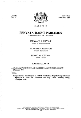 Penyata Rasmi Parlimen Parliamentary Debates