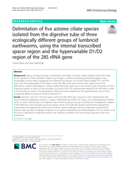 Delimitation of Five Astome Ciliate Species Isolated from the Digestive