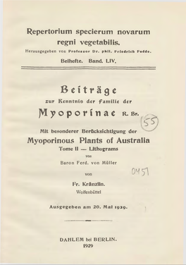 Repertorium Specierum Novarum Regni Vegetabilis. Myoporinous