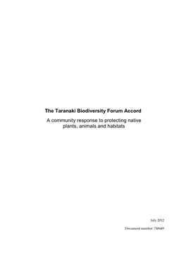 The Taranaki Inc Biodiversity Strategy –