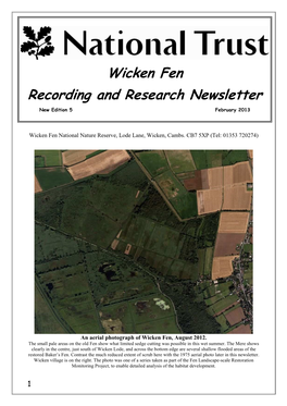 Wicken Fen Recording and Research Newsletter New Edition 5 February 2013