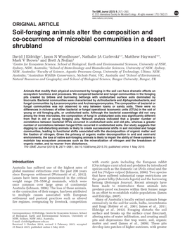 Soil-Foraging Animals Alter the Composition and Co-Occurrence of Microbial Communities in a Desert Shrubland