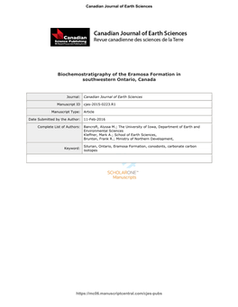 Biochemostratigraphy of the Eramosa Formation in Southwestern Ontario, Canada