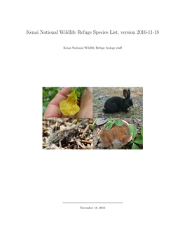 Kenai National Wildlife Refuge Species List, Version 2016-11-18