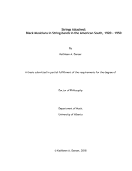 Black Musicians in String-Bands in the American South, 1920 – 1950