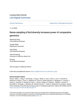 Dense Sampling of Bird Diversity Increases Power of Comparative Genomics