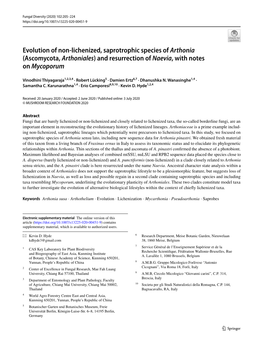 Evolution of Non-Lichenized, Saprotrophic Species of Arthonia