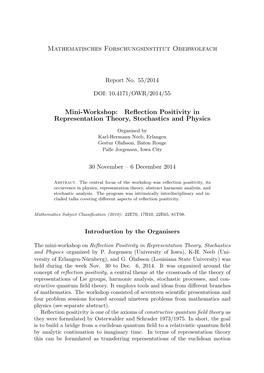 Reflection Positivity in Representation Theory, Stochastics And