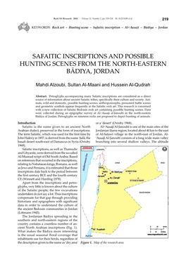 Safaitic Inscriptions and Possible Hunting Scenes from the North-Eastern Bādiya, Jordan