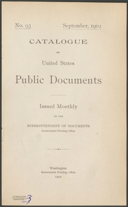 Catalogue of United States Public Documents /September, 1902