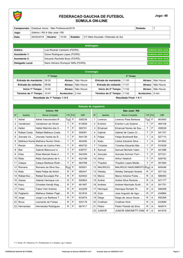 Federacao Gaucha De Futebol Súmula On-Line