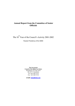 Annual Report from the Committee of Senior Officials