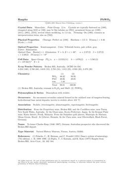 Raspite Pbwo4 C 2001-2005 Mineral Data Publishing, Version 1