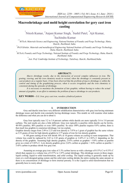 Macroshrinkage and Mold Height Correlation for Gery Cast Iron Casting