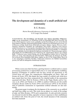 The Development and Dynamics of a Small Artificial Reef Community