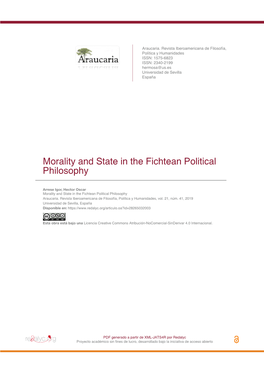 Morality and State in the Fichtean Political Philosophy