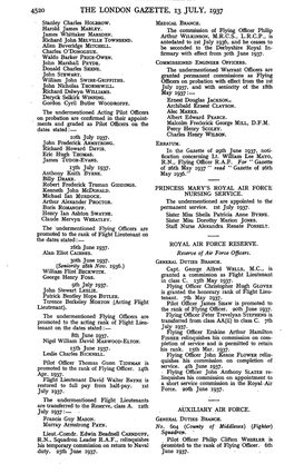 4520 the LONDON GAZETTE, 13 JULY, 1937 Stanley Charles HOLBROW