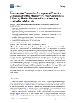 Assessment of Streamside Management Zones for Conserving Benthic Macroinvertebrate Communities Following Timber Harvest in Eastern Kentucky Headwater Catchments