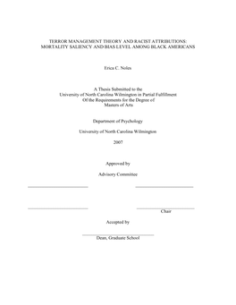 Terror Management Theory and Racist Attributions: Mortality Saliency and Bias Level Among Black Americans