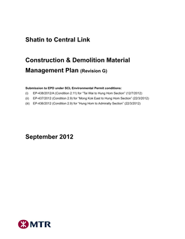 Shatin to Central Link Construction & Demolition Material Management